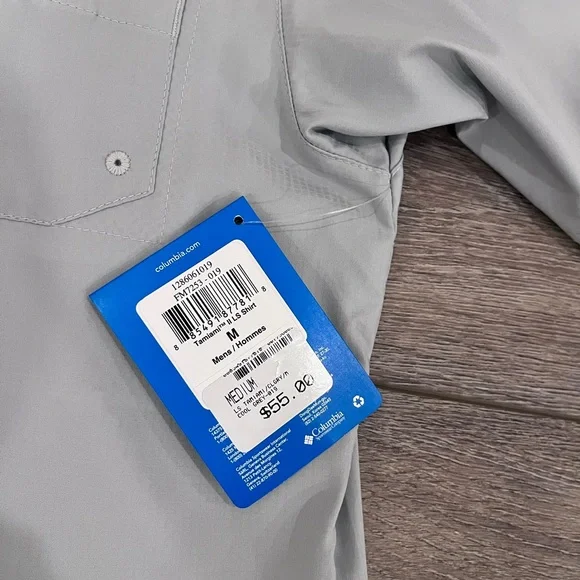 NWT Men’s Columbia PFG UV Tamiami II LS Shirt - Cool Grey - M - Picture 4 of 5